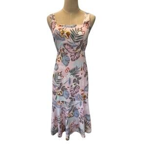 "LULUS" Floral Back Tie Sundress SZ XS Boho Cottage Core Fairy Prairie Whimsical